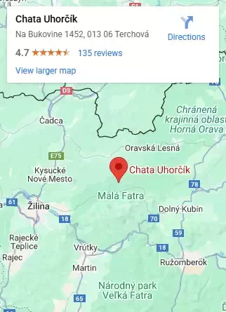 Mapa Chata Uhorčík, Terchová